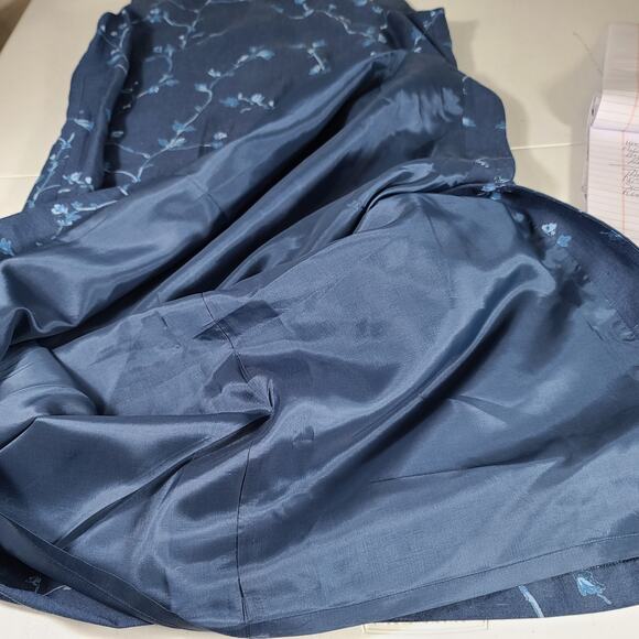 Talbots Blue Floral Lined Sleeveless Maxi Dress Side Button Split Rear Zip Med - Picture 3 of 6